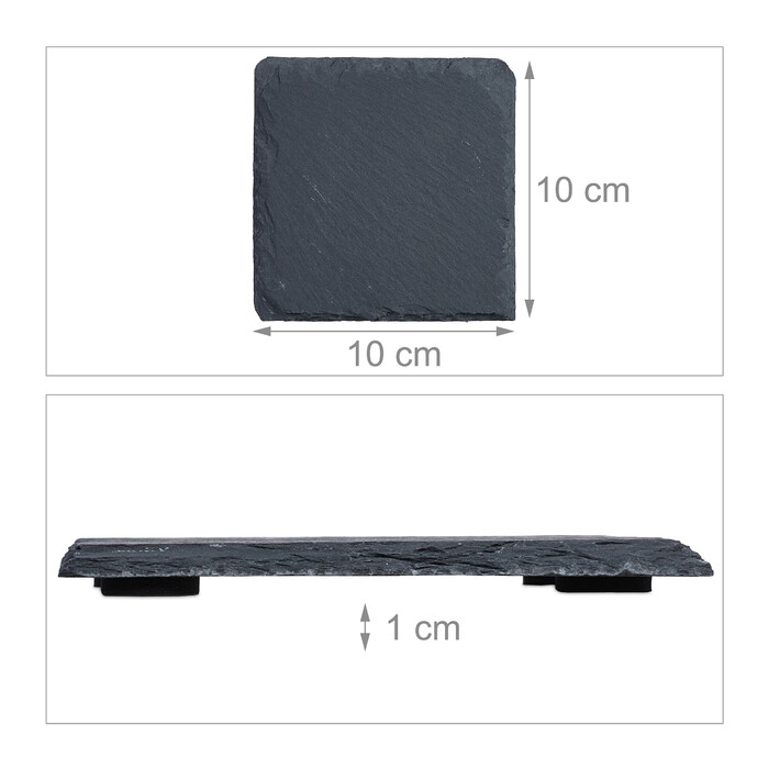 Relaxdays Set of 16 Slate Coasters, 10x10 cm