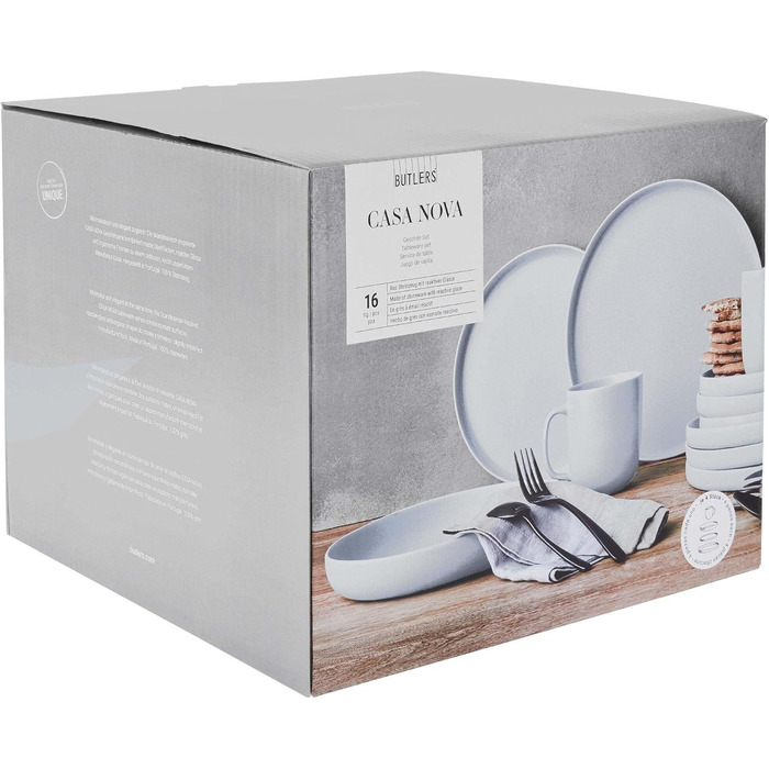 Набір посуду BUTLERS Atlantis для 4 осіб (12 предметів) | Тарілки, миски, чашки | Кераміка, сірий колір, стиль бохо, безпечно для мікрохвильовки та посудомийної машини