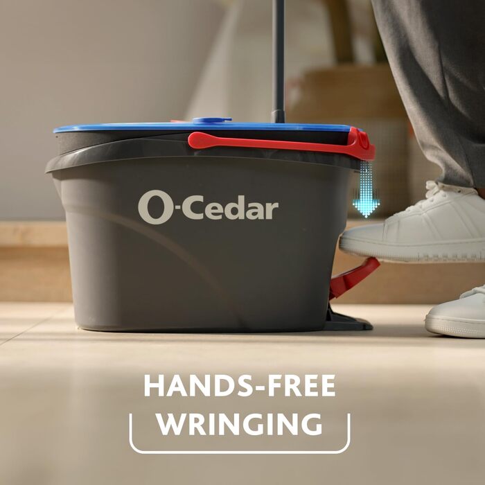 O-Cedar EasyWring Microfiber Spin Mop Refills, Floor Cleaning System with 2 Extra, Plastic, Rinseclean Spin Mop & Bucket + 2 Extra Refill Packs, RC