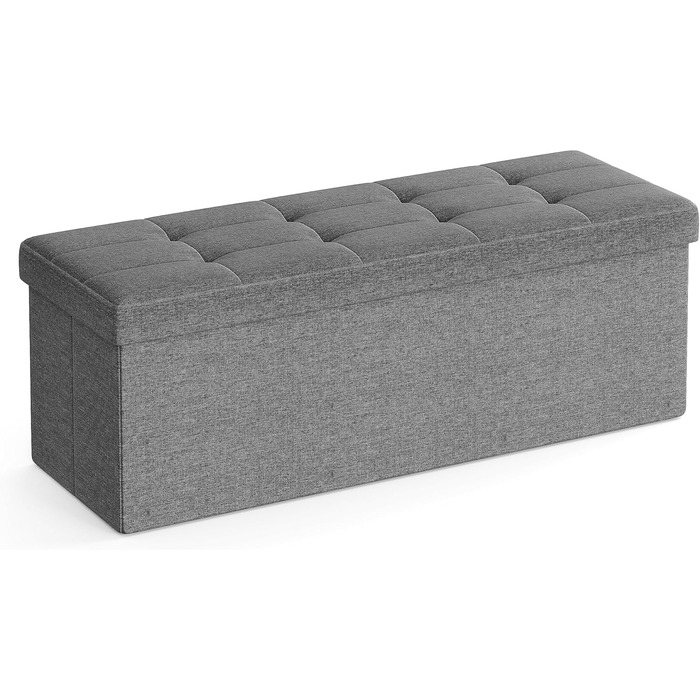 SONGMICS Storage Ottoman, Folding Bench, 38 x 110 x 38 cm Footstool, Storage Box, Load Capacity up to 300 kg, for Living Room, Bedroom, Entryway, Slate Grey LSF77K 110B cm Slate Grey