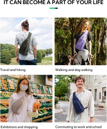 Чоловіча/Жіноча сумка через плече Waterfly: Messenger Bag, Sling Bag, Crossbody Bag для спорту, подорожей, велоїзди та піших прогулянок (Хакі)