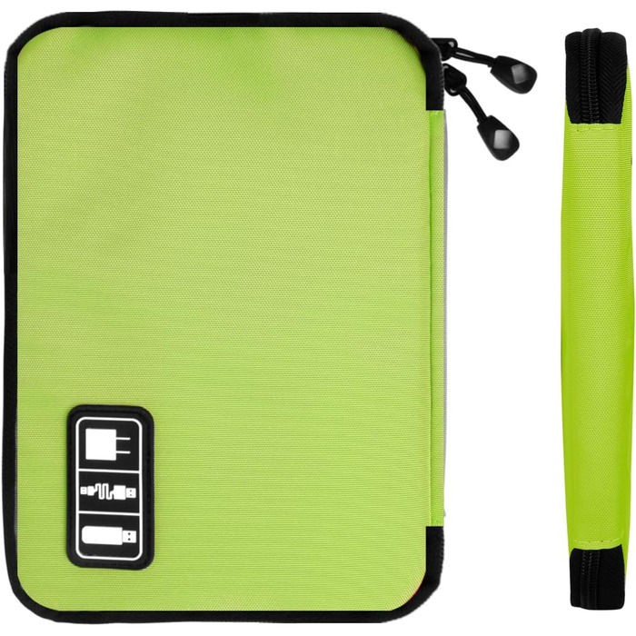 Органайзер для кабелів та аксесуарів для подорожей, бізнесу та роботи - Beige & Green (Single Layer)