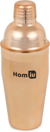 Homiu Stainless Steel Cocktail Shaker Set (550ml) with Rainbow Design, shimmering stainless steel, 5-piece: strainer, 2 jiggers (15/30ml) (Gold-Accented)