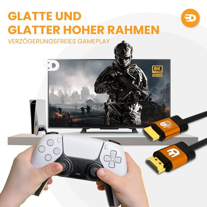 HDMI кабель Drivv Premium 2.1 (5 метрів) – 8K@60Hz, 4K@120Hz, eARC, HDR10, PS5, Xbox Series X