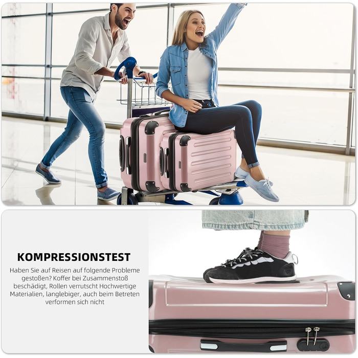 Чохол-валіза Beibye Hartschalen Koffer Trolley Rollkoffer Reisekoffer з полікарбонату (Рожеве золото, 76 см - 110 л)