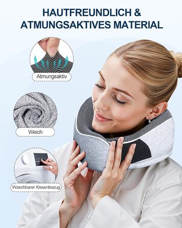 Подушка для шиї у подорожах: ортопедична, з memory foam, для дорослих та дітей, з маскою для сну та навушниками, якісний чохол