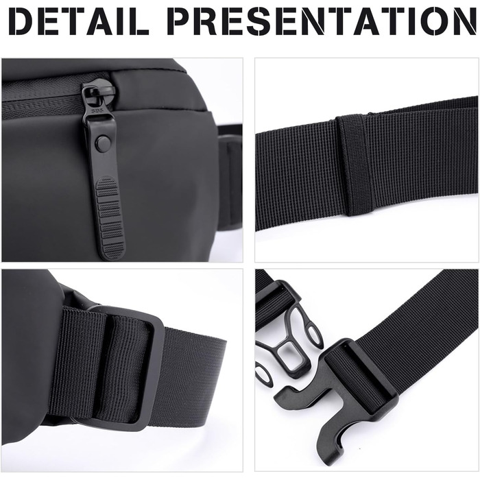 Чоловіча нагрудна сумка-поясна через плече, водонепроникна, для подорожей, школи, хайкінгу (чорна)