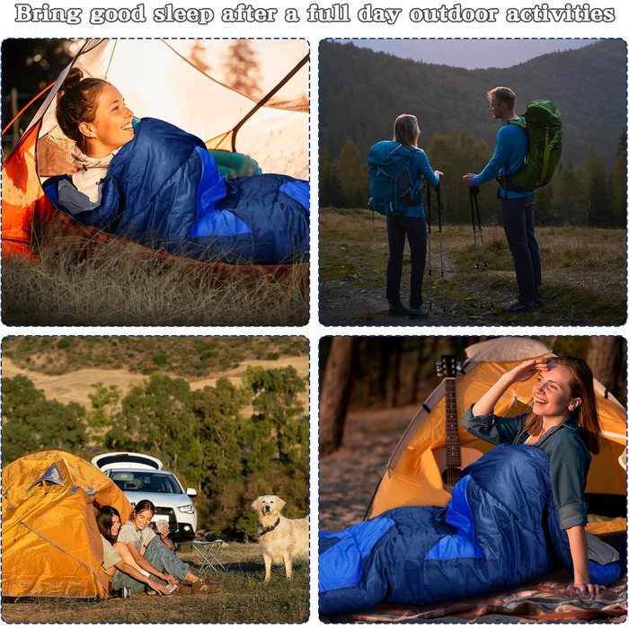 Zusentee 4-Season Sleeping Bag - Waterproof, Lightweight, Ultralight for Adults & Kids - Camping, Hiking, Travel
