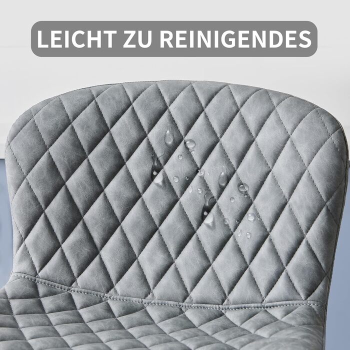 JaHECOME Faux Leather Bar Stools 2-Pack - Adjustable Height, 360° Swivel, Padded Seat - Perfect for Bar, Kitchen, Bistro, Counter, Dining Room & Cafe (PU Grey)