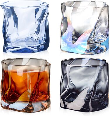 Набір склянок для віскі 4 шт. (200 мл), склянки з нерівною поверхнею, без ніжки, ідеальні для чоловіків, на день народження, на батьківський день, на річницю, 4 кольори