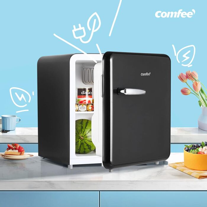 Mini-холодильник Comfee RCD50DK1RT(E) / Ретро холодильник 47л / Чорний / Енергоефективний / Регулювання температури