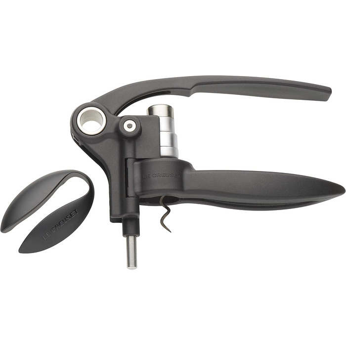 Le Creuset Professional Corkscrew Set with Matching Capsule Cutter, Wine Cork Removal, Black/Silver, Metal, LM250, 49005000000700