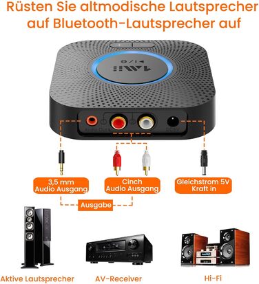1Mii B06 Plus Bluetooth HiFi приймач: бездротовий аудіоадаптер з aptX HD та aptX-Adaptive, Bluetooth 5.3 для стереосистеми, сумісний зі смартфонами та планшетами