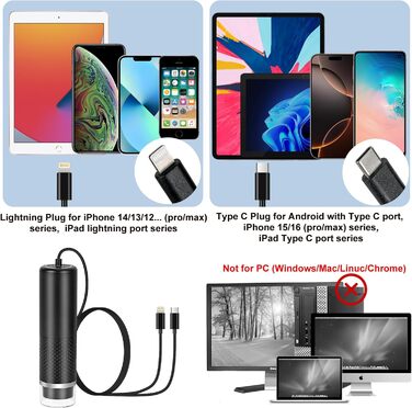 Цифровий мікроскоп-камера Jiusion для iPhone, iPad, Android, телефону, планшета, 50-1000x, для ювелірів, студентів, дітей, з металевим кріпленням, 1920x1440P, чорний