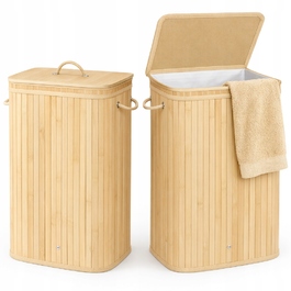 Вузький складаний кошик для білизни з бамбука, органайзер для прання, 72 л