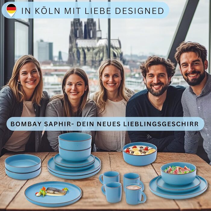 Набір керамічних мисок Sänger VALUE COLLECTION (Бомбей Сапфір) - 4 шт., 700 мл, для мюслі та десертів, стійкі до подряпин, мікрохвильовки та миття в посудомийній машині