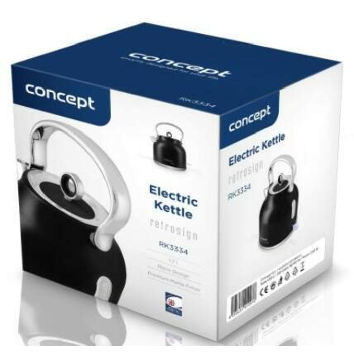 Електричний чайник Concept Retrosign RK3334, 2200 Вт, 1,7 л, чорний