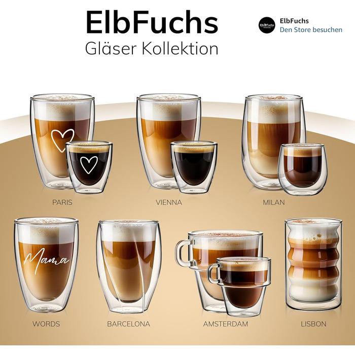 Набір склянок для лате макіато, 4 шт по 350 мл, з подвійними стінками | Ідеально для кави, чаю, капучино | Paris - Set4