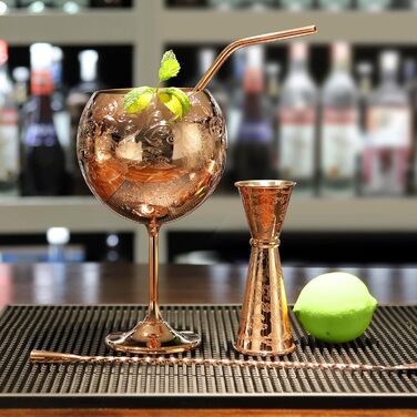 Luxurious Gin & Tonic Glasses, Stainless Steel Cocktail Wine Glass Set, Gin Glass Set for Gin Lovers, 680 Ml, Rose Gold. (Hand Wash)