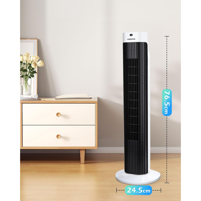 Вентилятор вежовий Aigostar Leise Turmventilator 76 см з осциляцією та таймером, 45 Вт