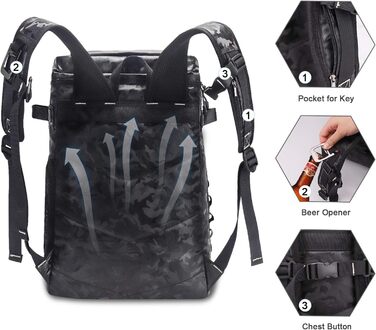 Рюкзак-холодильник Upeelife 30L з підкладкою для пікніка, чорний камуфляж, для кемпінгу та пікніків