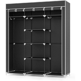 Wardrobe, Fabric Wardrobe for Bedroom, Fabric Closet, Large Storage Space, Sturdy Wardrobe, for Bedroom, Dressing Room, 150x45x175cm, (Black)
