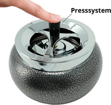Kogu ashtray for cigarette butts, Jumbo, curved, 17cm (Chrome/Stone Lacquer)