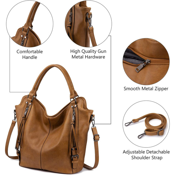 Жіноча сумка-шопер Reaer 2 в 1: сумка через плече та гаманець для офісу, навчання, подорожей (світло-коричнева)