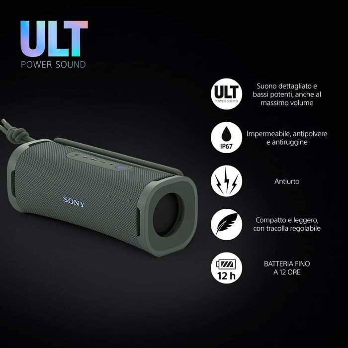 Sony ULT Field 1 Forest Grey - Портативна Bluetooth колонка з глибоким басом, водонепроникна (IP67), 12 год роботи, Forest-Grey