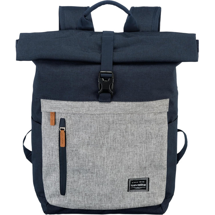 Рюкзак Travelite для ручної поклажі, рюкзак для ноутбука 15.6 дюймів, BASICS, туристичний рюкзак Rolltop, 60 см, 35 літрів, Marine/Gray