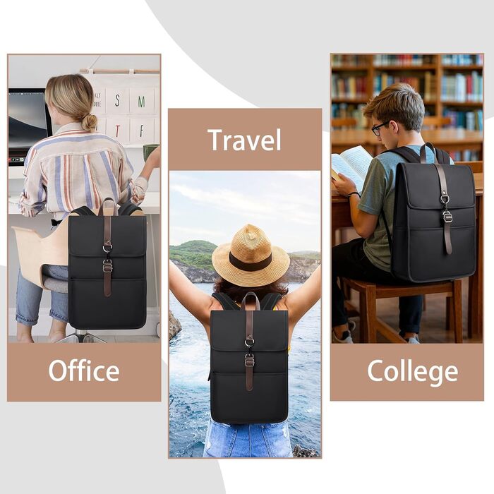 Рюкзак для ноутбука чоловічий/жіночий, 15.6 дюймів, з USB-портом, для подорожей, навчання, велосипеда (Чорний)