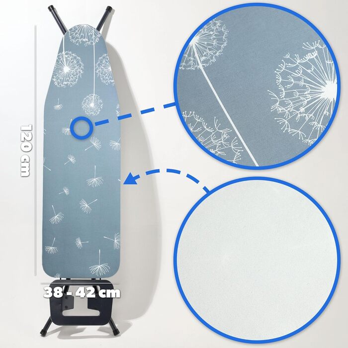 КADAX Накривка для гладильної дошки з шнурком, практична накривка, заміна для праски з парою, регульована (Pusteblumen M)