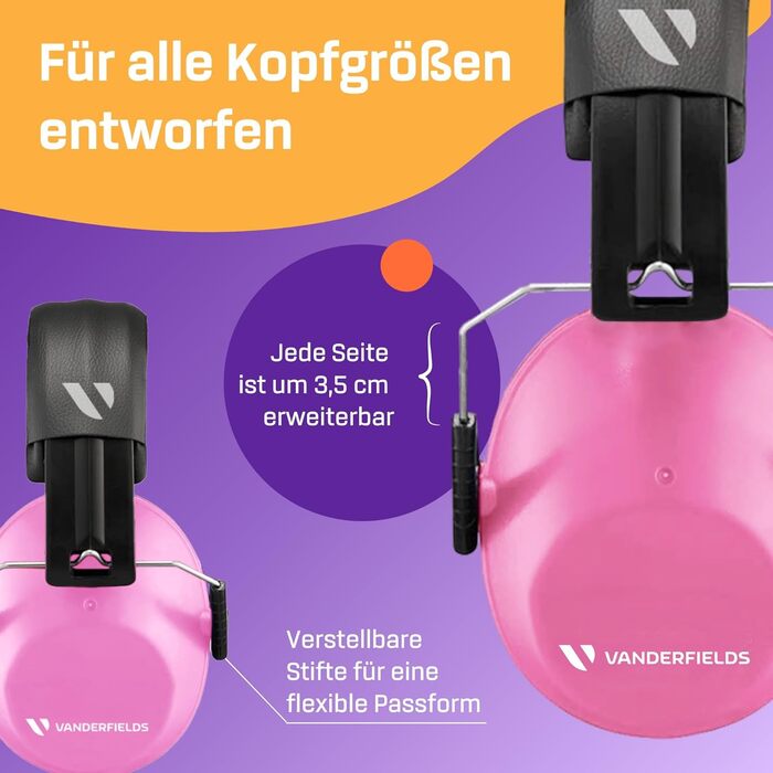 Навушники захисні Vanderfields Premium - шумопоглинання 33.2 dB, рожевий (Double Pink) - для дорослих та підлітків