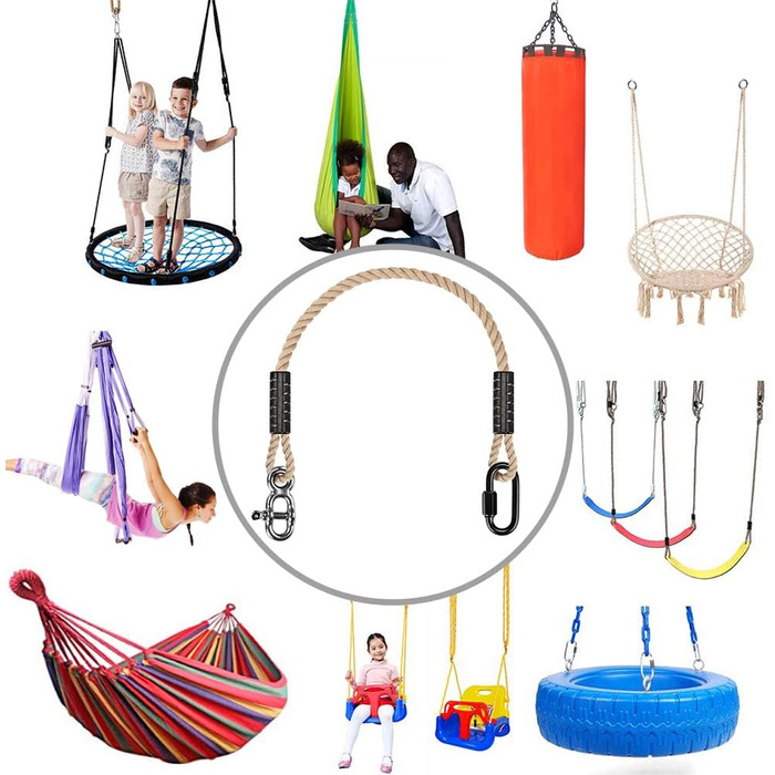 SELEWARE Tree Swing Rope, Hammock Tree Straps, Hanging Set, Adjustable Rope, Quick and Easy to Hang, Hammock Chair Swing for Indoor and Outdoor Use, Tree Branch, Camping
