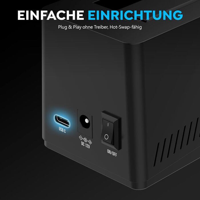 SABRENT Док-станція для жорстких дисків 2 Bay USB-C - SATA SSD/HDD 2.5/3.5 дюймів 5Gbps з функцією клонування