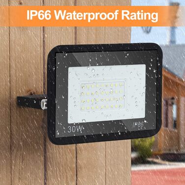 IKODM Outdoor Flood Lights, Pack of 5, 30W LED Floodlights, 3000K Warm White Outdoor Lighting Floodlight, Waterproof Super Bright 2250LM Construction Lights for Outdoor Yard Garden Garage Sports Field