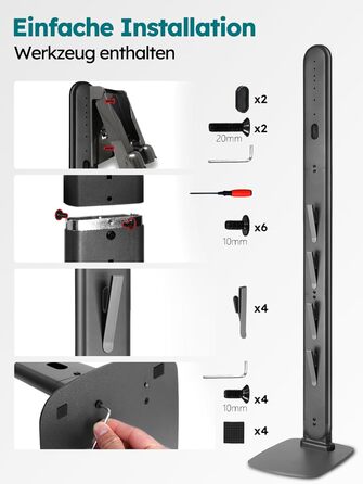 Стійка для пилососів Dyson G5, V15, V12, V11, V10, V8, V7, V6, металева, з 4 гачками та 4 полицями, без свердління, стабільна, підлогова, приховане кріплення кабелю (Темно-сірий)