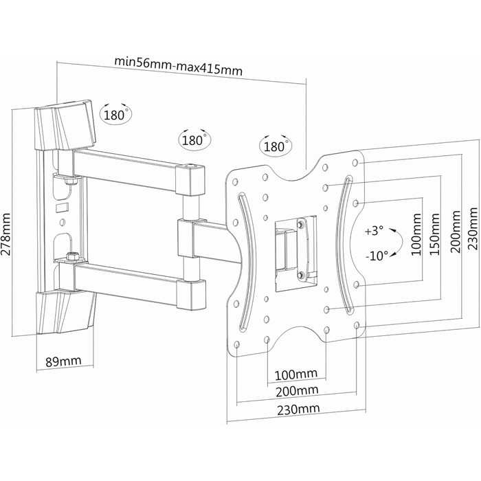 Настінне кріплення для телевізора PureMounts FM12-200 58-107 см (23-42 дюйми), VESA 200x200, чорне