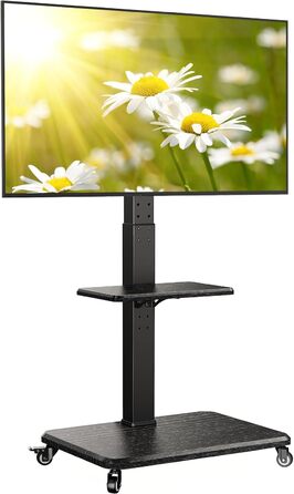 Підставка для телевізора Perlegear на колесах, 32-75 дюймів, до 50 кг, регульована висота, поворотна, нахилена, з підсвічуванням, VESA 600x400mm, PGTVMC27