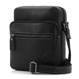 Чоловіча сумка через плече JOREY з натуральної шкіри, чорна. Ідеальна для бізнесу, роботи та подорожей. Чоловіча шкіряна сумка-мішок.