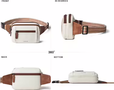3L Waist Bag for Women Beige, Crossbody Bag for Women PU Leather Hip Bag Stylish Chest Bag Small Water-Resistant Anti-Theft Bag with Strap Shoulder Bags for Women for Sports Outdoor
