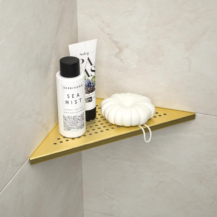 Полиця для душу Eck Duschregal з нержавіючої сталі 304, полиця для ванної кімнати з сітчастою конструкцією для плитки, вбудована полиця для ремонту ванної кімнати (щітка, 254 мм - 2 шт) (254 мм-2, золотий)