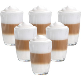 Set of 6 Latte Macchiato/Coffee Glasses - 370ml, 6 Drinking Straws 23 cm, 1 Brush (6 Linea 370ml)