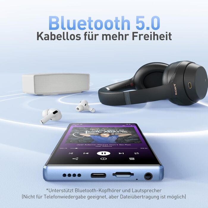MP3 плеєр AGPTEK з Bluetooth та Wi-Fi, 5