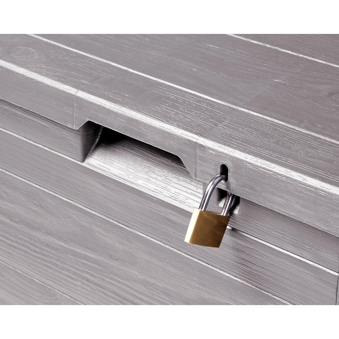 Скриня для зберігання Ondis24 Madera Mini 90 л, дерев'яна текстура, з можливістю замикання, теплий сірий колір, бокс для подушок