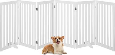 Захисний бар'єр для собак COSTWAY 89 см, 4 панелі, дерев'яний, розкладний, для дітей, захист від сходів, білий