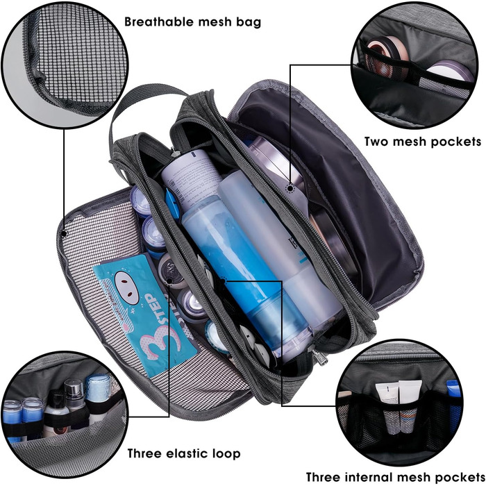 Чоловічий туалетний аксесуар WANDF для подорожей - Косметичка-органайзер для подорожей, Джинсовий сірий