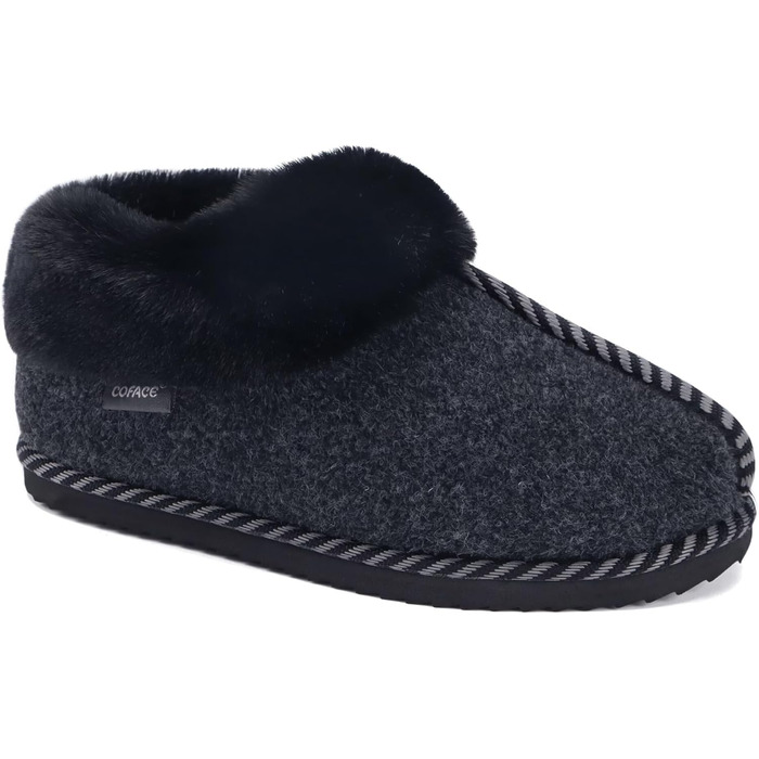 Тапочки домашні жіночі COFACE з Memory Foam, з фетру, чорні, розмір 36-43 (EU 38)