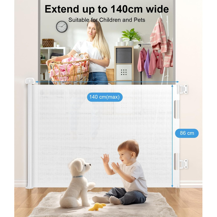 Захист від травм для дітей Nalezuns: розсувна сітка для дитячих воріт, 0-180 см, сірий колір