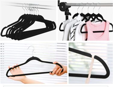 Yaheetech Velvet Clothes Hangers, Wardrobe Hangers, 100 Pack Suit Hangers, Non-Slip Surface, Laundry Hangers with 360° Swivel Hook, Black